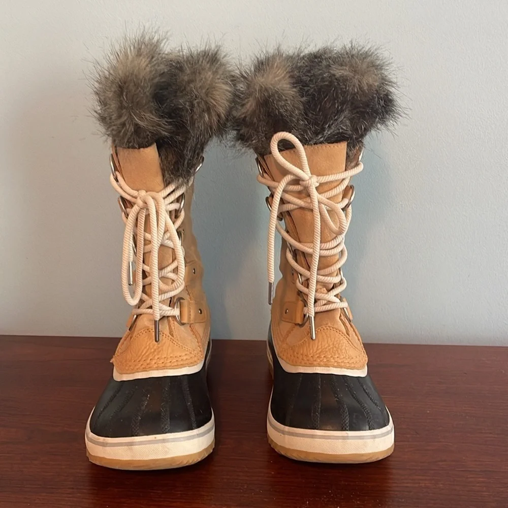 SOLD Sorel Joan of Arctic Tall Faux Fur Boots Lace Up Winter Duck Boot Size 10 - Picture 3 of 9